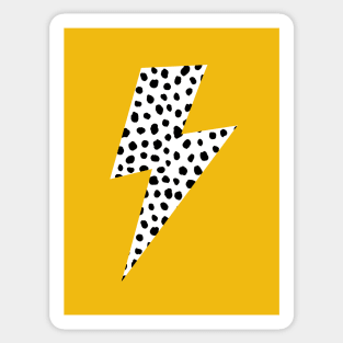Black and white Spotty Lightning Bolt on Mustard Yellow Sticker